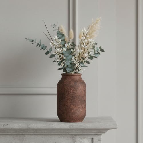 Wancetang Terracotta Vase, Large Rustic Ceramic Vase, Farmhouse Decor for Living Room, Shelf, Mantle, Entryway, Room Decor, 9 Inch, Brown - Image 5