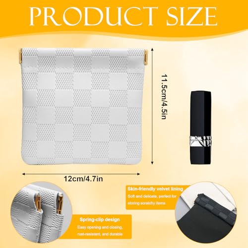 PENGJINYU 4 PCS Small Makeup Bag for Women, Small Pouches for Purse,Mini Checkered Cosmetic Bag Waterproof Pouch for Travel Storage bag, for Cosmetics Headphones Jewelry Cosmetic Lipstick Coins (4 colors) - Image 2