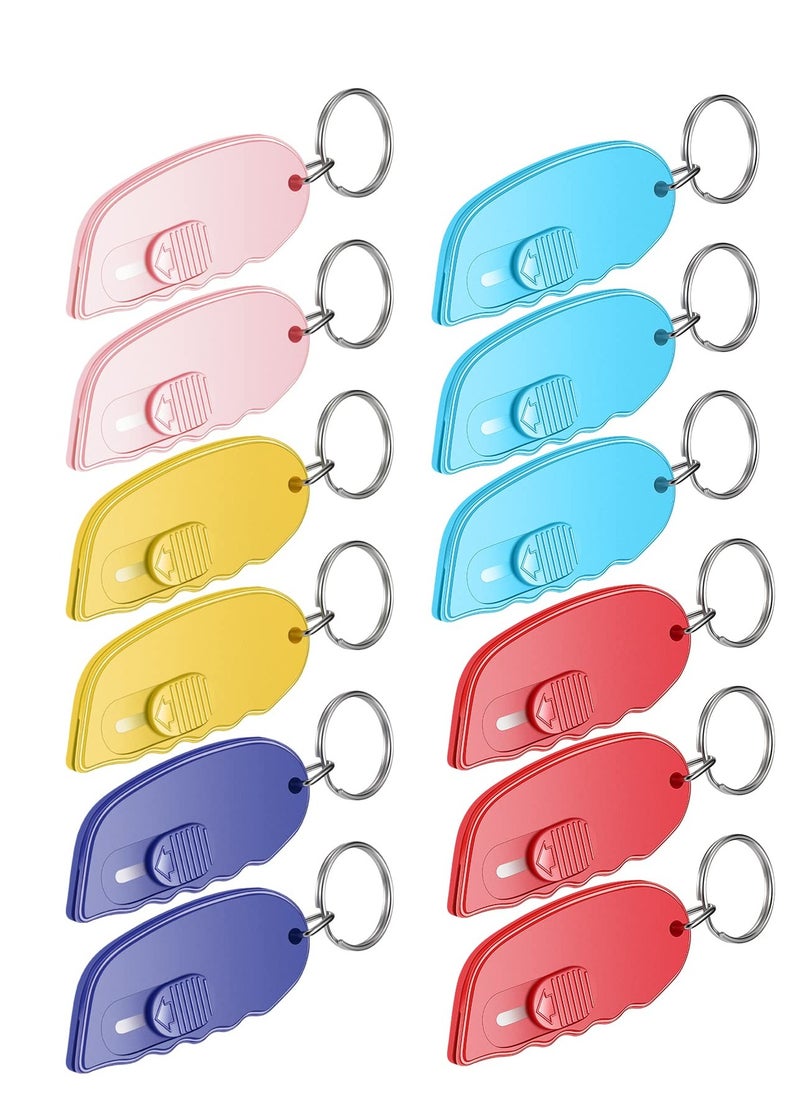 Generic 12 Pack Retractable Mini Box Cutters - Portable Keychain Letter Openers for Boxes & Envelopes, Easy Slide Design  - Image 1
