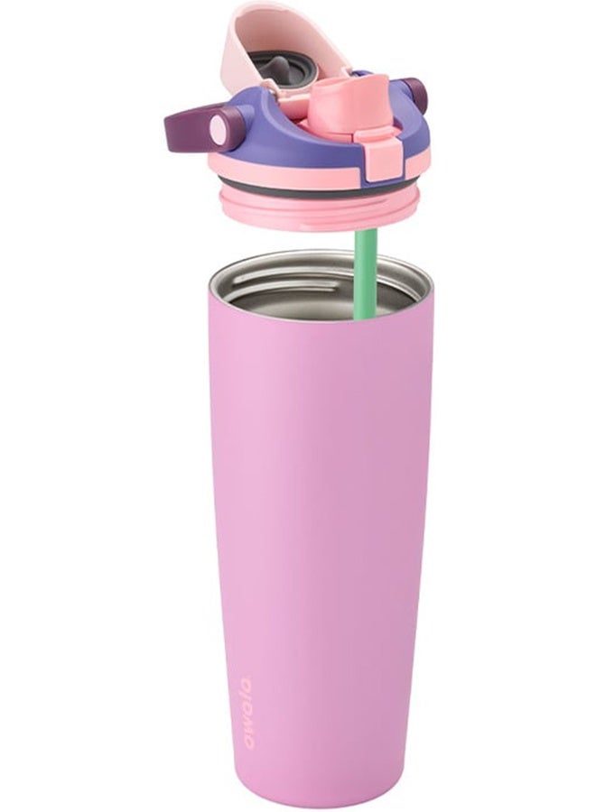 Owala 30 oz (890 ml) Freesip Sway Insulated Stainless Steel waterbottle with straw and sipping spout BPA-Free, Keeps Water Cold for Up to 24 Hours - Pretty in Purple - Image 2