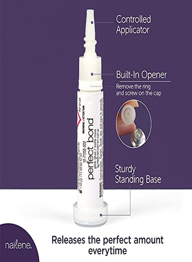 Nailene Perfect Bond Glue 007 Oz Tubes 2 Pack Durable Easy To Apply False Nail Glue Repairs Natural Nails Quickdrying Nail Adhesive Lasts Up To 7 Days Nail Care Essential Clear - Image 2