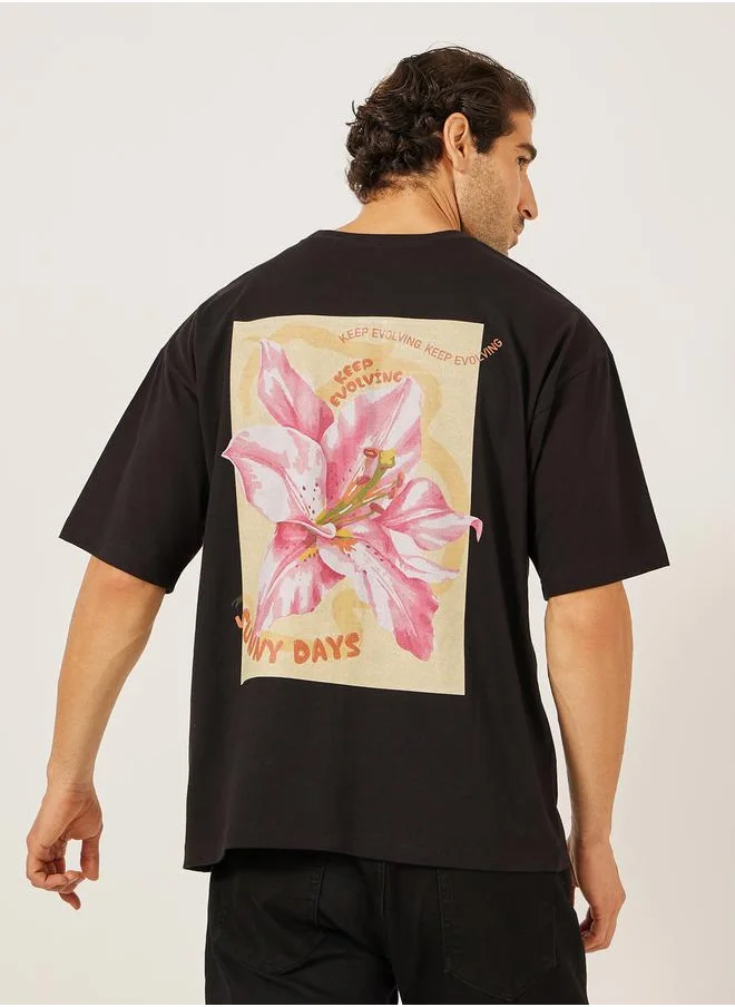 ستايلي Back Graphic Print Jersey Oversized T-Shirt