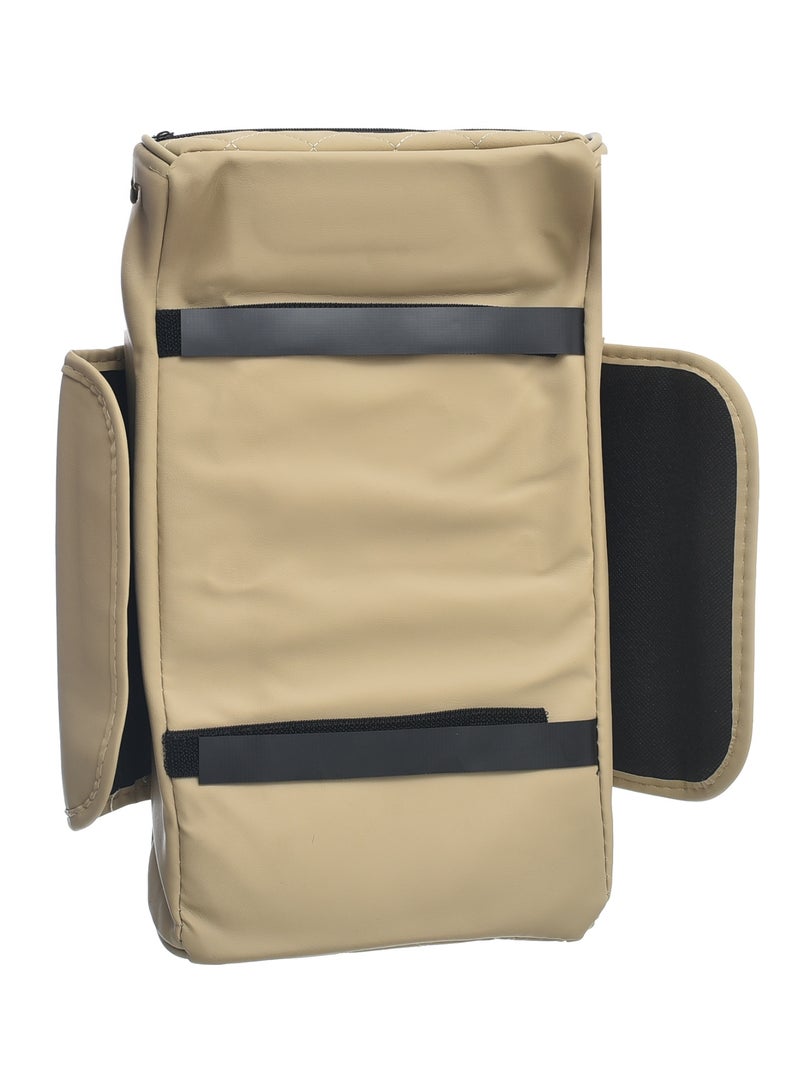 Genaric Multifunctional Car Center Console Cover with Comfort Cushion, Cup Holder, Tissue Box, and Side Pockets for Enhanced Armrest Support - Beige - Image 4