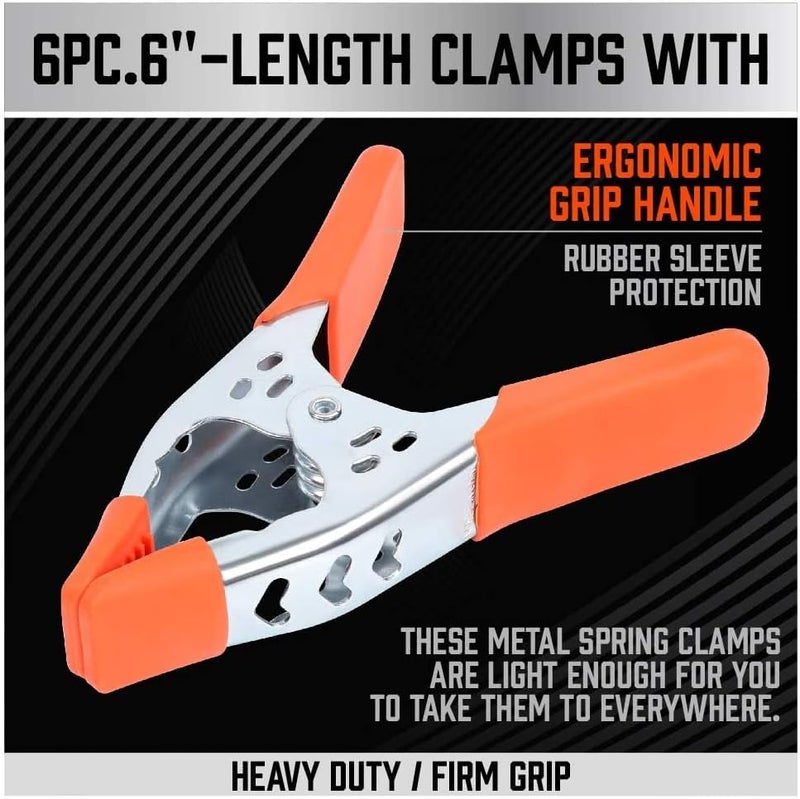 HORUSDY 27-Piece 6-Inch Heavy Duty Spring Clamps with 2.5-Inch Jaw Opening - Image 2