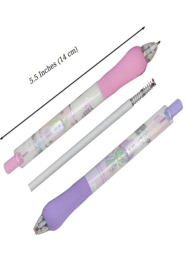 Lopenle 12 PCS Purple Tulip Pens Retractable Flower Pen Floral Ergonomic Pens ST Nib Soft Grip Black Ink For School Supplies Office Party Birthday - Image 3