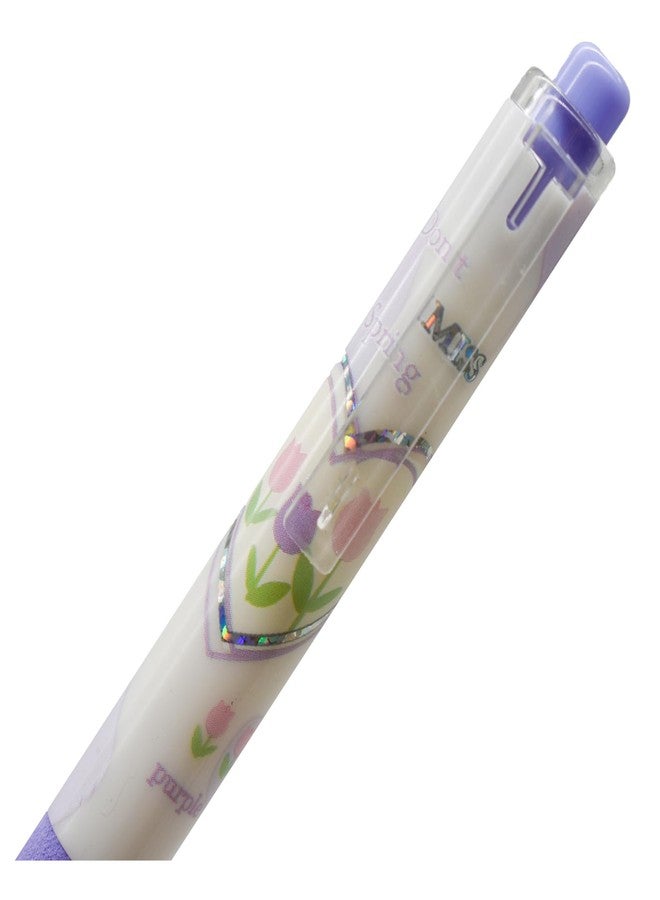 Lopenle 12 PCS Purple Tulip Pens Retractable Flower Pen Floral Ergonomic Pens ST Nib Soft Grip Black Ink For School Supplies Office Party Birthday - Image 5