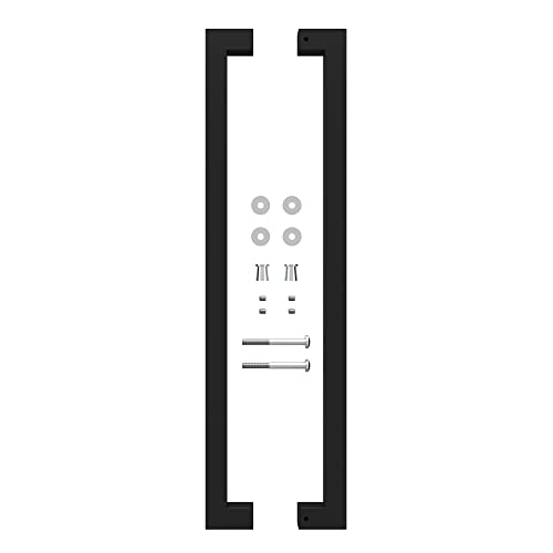 BARNSMITH 24" Barn Door Push Pull Hande,Square Commercial Door Handle, Stainless Steel Rectangular Shape Entrance Entry Office Store Front Garage Handle Pull Set, Matte Black Finish - Image 4