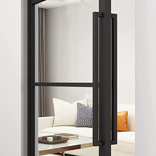 BARNSMITH 24" Barn Door Push Pull Hande,Square Commercial Door Handle, Stainless Steel Rectangular Shape Entrance Entry Office Store Front Garage Handle Pull Set, Matte Black Finish - Image 3