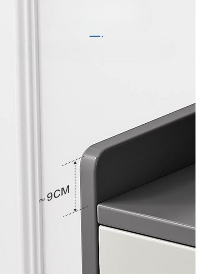 اليسا خزانة تخزين مطبخ قائمة بذاتها - رمادي MDF ومعدن، مقاس 100×92×34 سم مع سطح عمل، بابين أكريليك، درج، فتحة كابل وأرجل معدنية - منظم عالي التحمل - Image 5