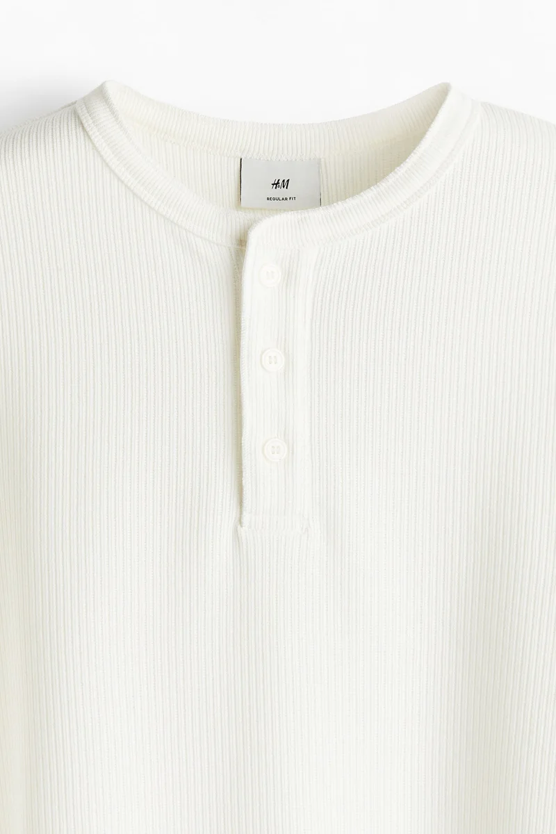 H&M Regular Fit Ribbed long-sleeved top