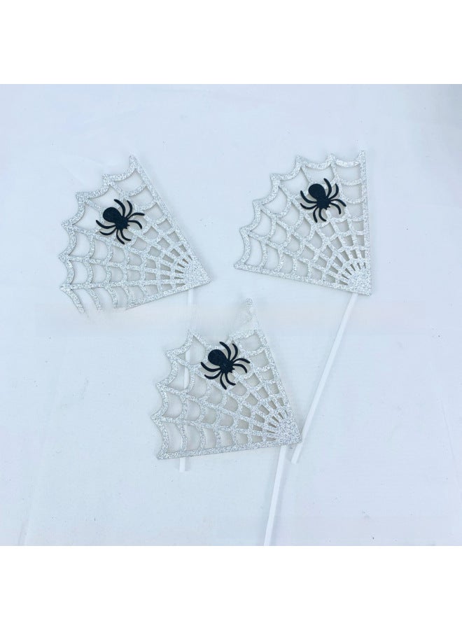Halloween Collection Baking Cake Decoration Spider Spider Web Card Plug-in Party Funny Dress Up-Specifications:Spider Web (Black 5 Pack) - Image 4