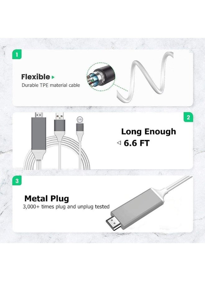 ماركة غير محددة كابل محول Lightning إلى HDMI معتمد من Apple MFi – محول رقمي عالي الجودة 1080 بكسل لهواتف iPhone وأجهزة iPad للاتصال بشاشات HDTV  - Image 5