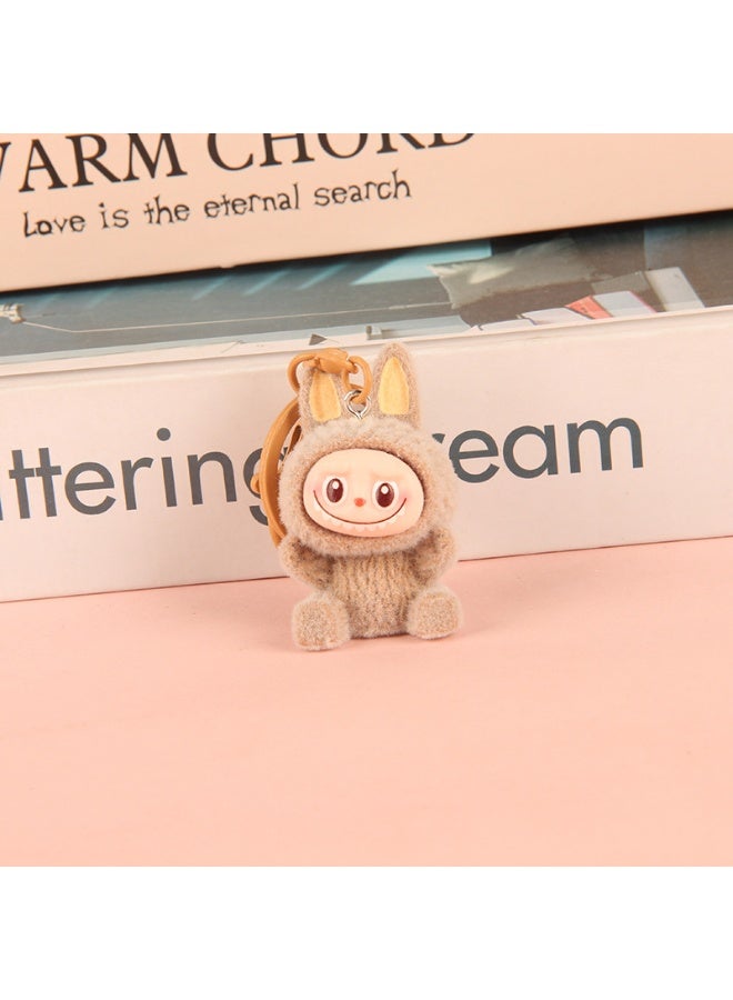 NIBEMINENT Creative Flocking LABUBU Keychain Pendants, Cute Resin Accessory Figurines And Gifts 