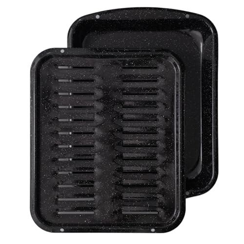 Bagean Broiler Pan for Oven Nonstick Porcelain Enamel Coated - W 12. 62" X L 16.75" GE WB48X10056 Replacement for Oven With Rack Withstands High Temperatures - Circulates Heat Evenly and Drains Fat - Image 3