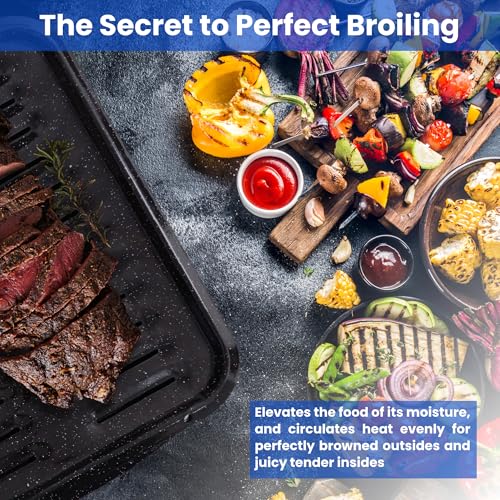 Bagean Broiler Pan for Oven Nonstick Porcelain Enamel Coated - W 12. 62" X L 16.75" GE WB48X10056 Replacement for Oven With Rack Withstands High Temperatures - Circulates Heat Evenly and Drains Fat - Image 4