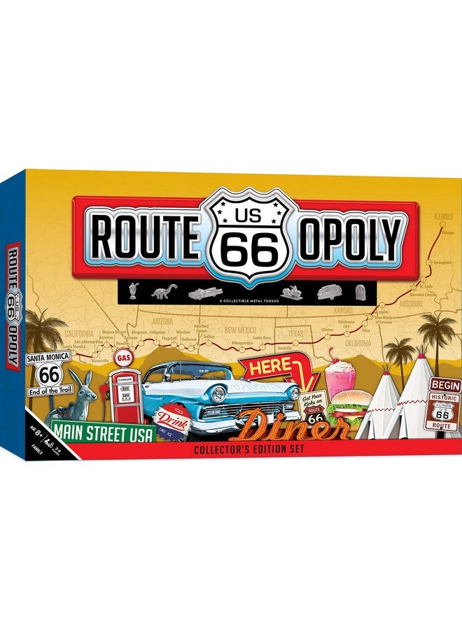 MasterPieces MasterPieces Opoly Board Games - Route 66 Opoly - Officially Licensed Board Games for Adults, Kids, & Family - Image 1