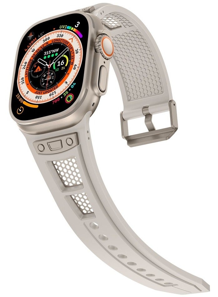 Luxury Sport Durable Rugged Watch Band Designed for Apple Watch Ultra 1/2 49mm 46mm 45mm 44mm 42mm, Soft Silicone Strap with Mesh TPU and Stainless Steel Buckle for iwatch Series 10 9 8 7 6 5 4 3 2 1 SE  - Image 1
