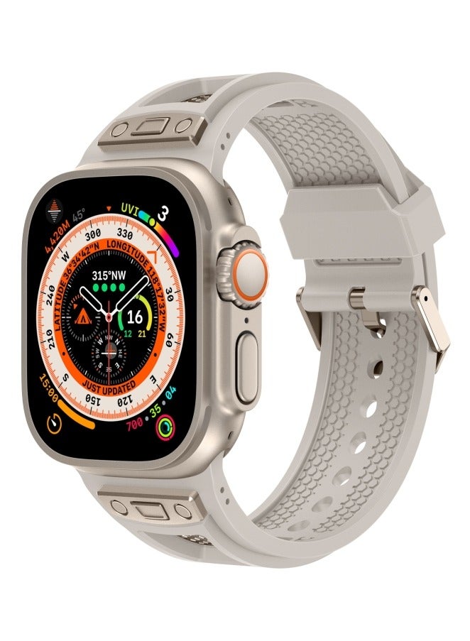 Luxury Sport Durable Rugged Watch Band Designed for Apple Watch Ultra 1/2 49mm 46mm 45mm 44mm 42mm, Soft Silicone Strap with Mesh TPU and Stainless Steel Buckle for iwatch Series 10 9 8 7 6 5 4 3 2 1 SE  - Image 2
