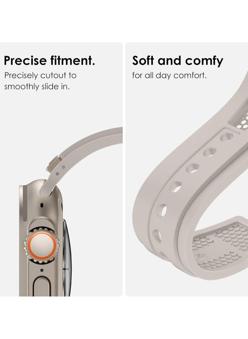 Luxury Sport Durable Rugged Watch Band Designed for Apple Watch Ultra 1/2 49mm 46mm 45mm 44mm 42mm, Soft Silicone Strap with Mesh TPU and Stainless Steel Buckle for iwatch Series 10 9 8 7 6 5 4 3 2 1 SE  - Image 5
