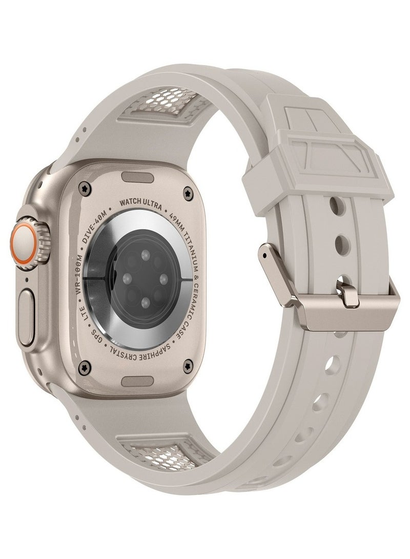 Luxury Sport Durable Rugged Watch Band Designed for Apple Watch Ultra 1/2 49mm 46mm 45mm 44mm 42mm, Soft Silicone Strap with Mesh TPU and Stainless Steel Buckle for iwatch Series 10 9 8 7 6 5 4 3 2 1 SE  - Image 3