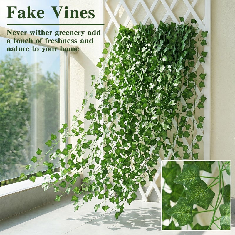 CEWOR Fake Vines for Room Decor 12pcs Fake Ivy Greenery Garland Wall Decor - Image 4