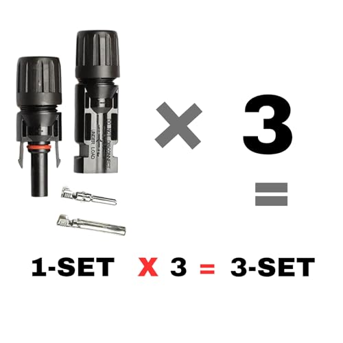 HoopVool® MC4 Solar Connector Kit, 1000V, Set of 3, Waterproof IP67, Male & Female Panel Cable Connectors for Solar Panels (Set of 3, 1000 Voltage) - Image 2
