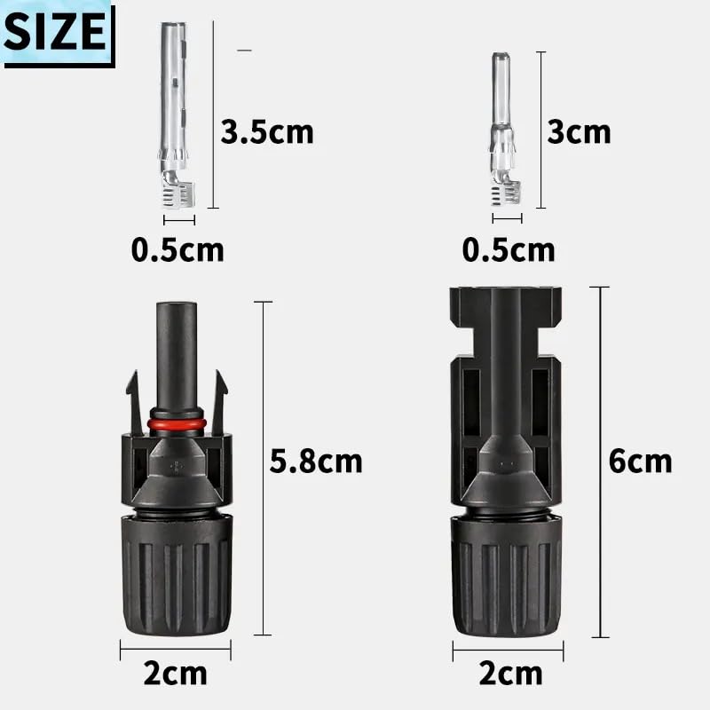 HoopVool® MC4 Solar Connector Kit, 1000V, Set of 3, Waterproof IP67, Male & Female Panel Cable Connectors for Solar Panels (Set of 3, 1000 Voltage) - Image 3