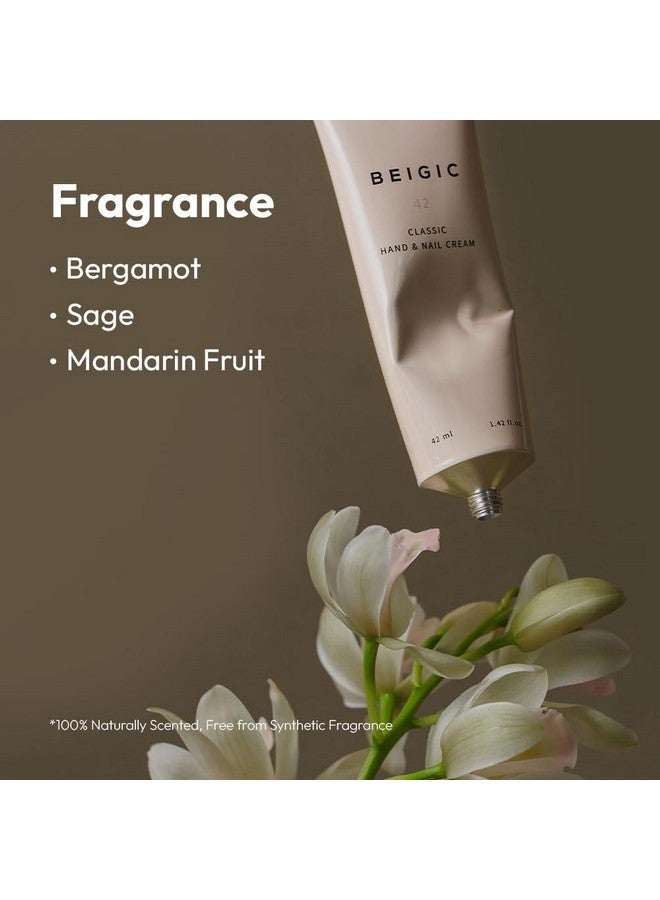Beigic Classic Hand And Nail Cream 42 | Korean Hand Cream For Dry Cracked Hands W/Shea Butter & Green Coffee Bean Oil | Vegan Bergamot Hand Cream Non Greasy | Daily Hand And Nail Lotion (1.42 Fl Oz) - Image 2