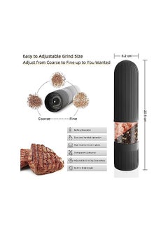 X spring Electric Salt And Pepper Grinder Set 2 Pack Electric Pepper Grinder With Led Light And Bottom Cap Battery Powered Pepper Mill Grinder One Hand Operated Adjustable Coarseness Black  - Image 2