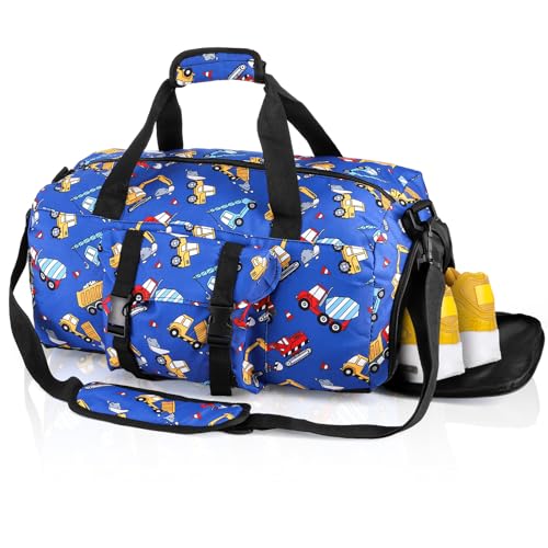 Acshio Gym Travel Duffle Bag Carry On Gymnastics Sports Dance Bag with Shoes Compartment Cartoon Car Pattern Overnight Weekender Bags for Fitness Workout - Image 1