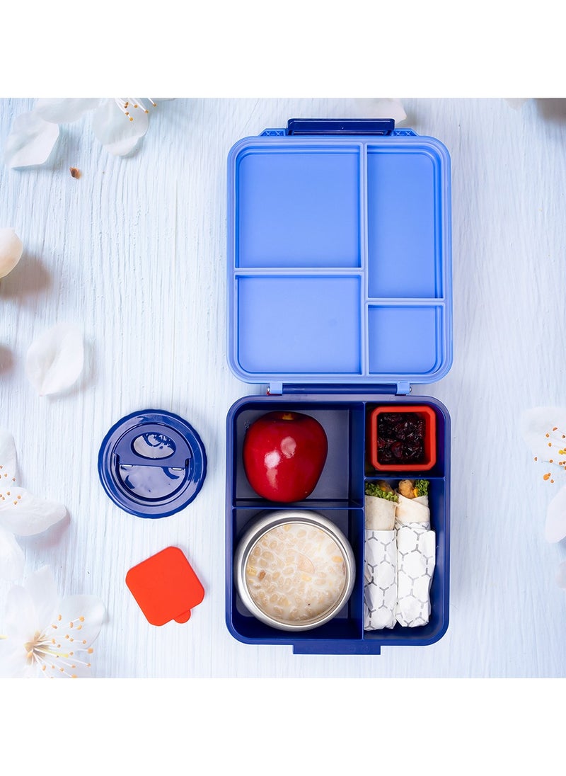 Eazy Kids - Jumbo Bento Lunch Box With Thermos And Dip Jar - Blue - Image 1