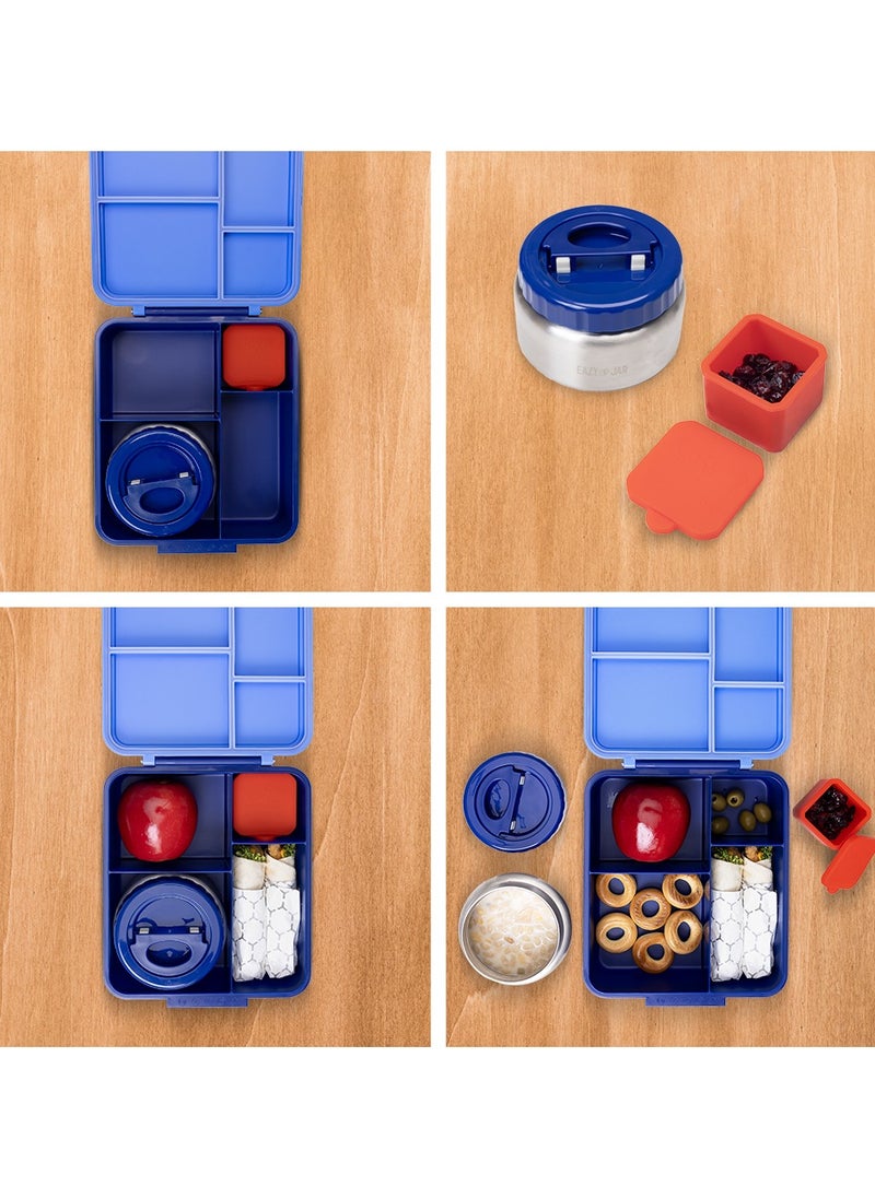 Eazy Kids - Jumbo Bento Lunch Box With Thermos And Dip Jar - Blue - Image 1
