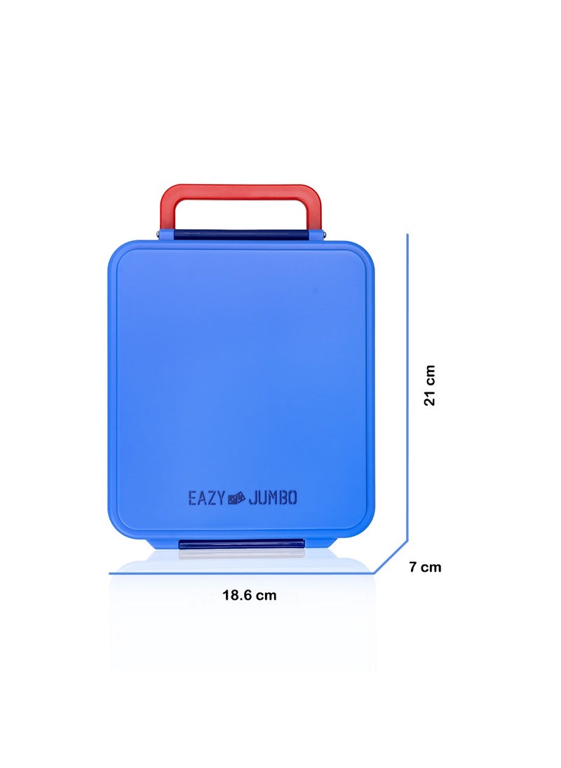 Eazy Kids - Jumbo Bento Lunch Box With Thermos And Dip Jar - Blue - Image 1