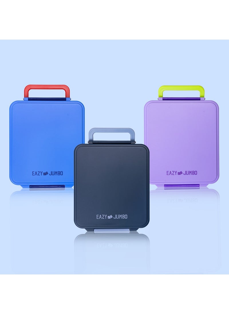 Eazy Kids - Jumbo Bento Lunch Box With Thermos And Dip Jar - Blue - Image 1