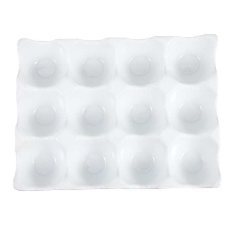 Ceramic Egg Holder For Refrigerator Durable Space Saving Storage Box Tray White - Image 2
