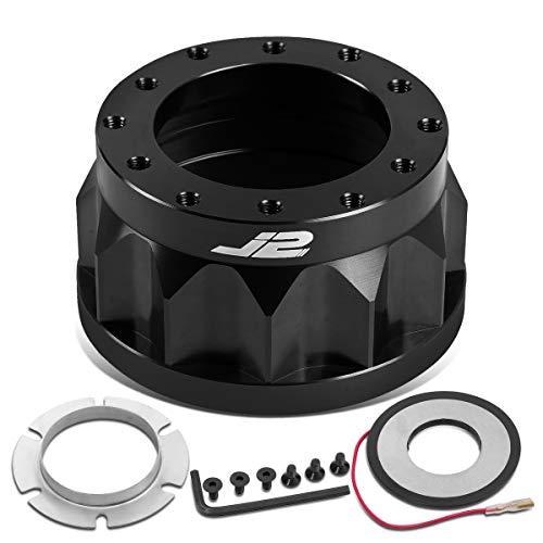 J2 Engineering J2-HUB-OH90-BK 2" 6-Bolt Aluminum Steering Wheel Hub Adapter Black Compatible with 88-91 Civic CRX / 90-93 Integra - Image 1