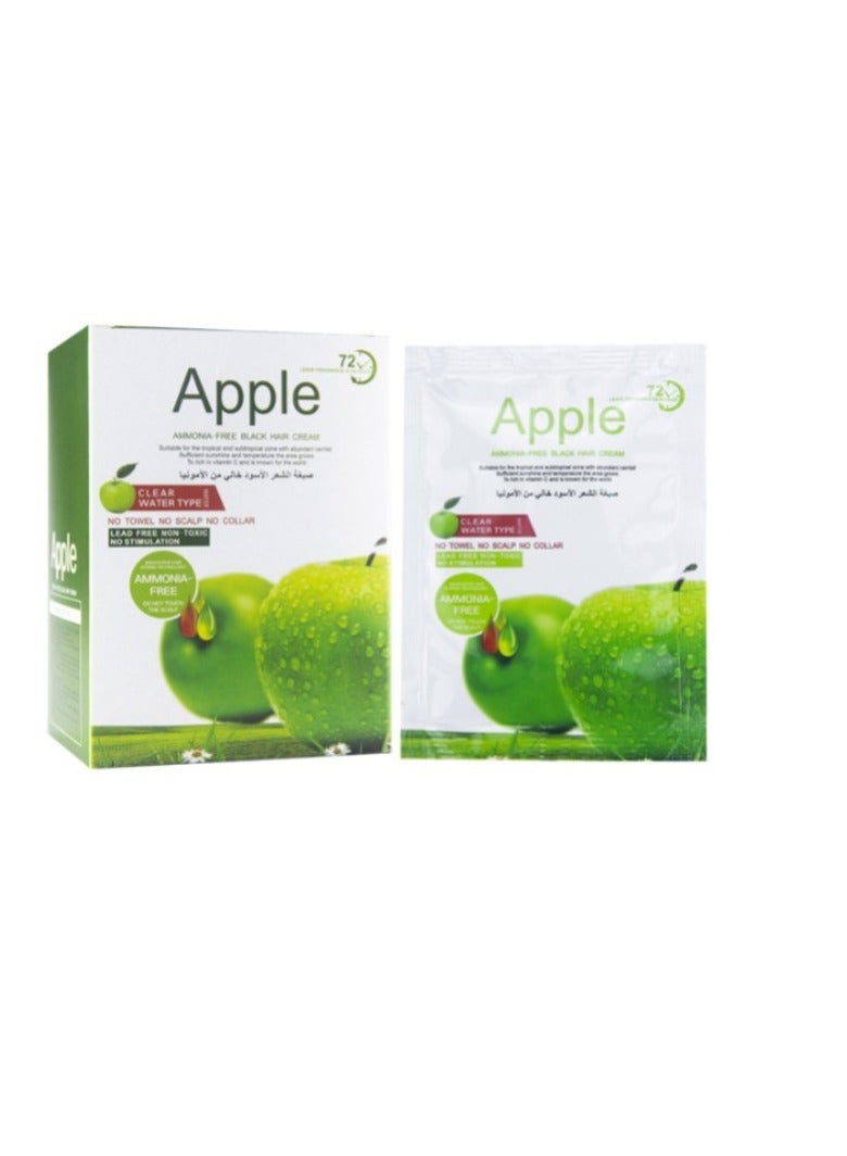 Apple Ammonia Free Black Hair Cream 72hr, Apple Black Color, Sachet Pack of 10x30ml - Image 1