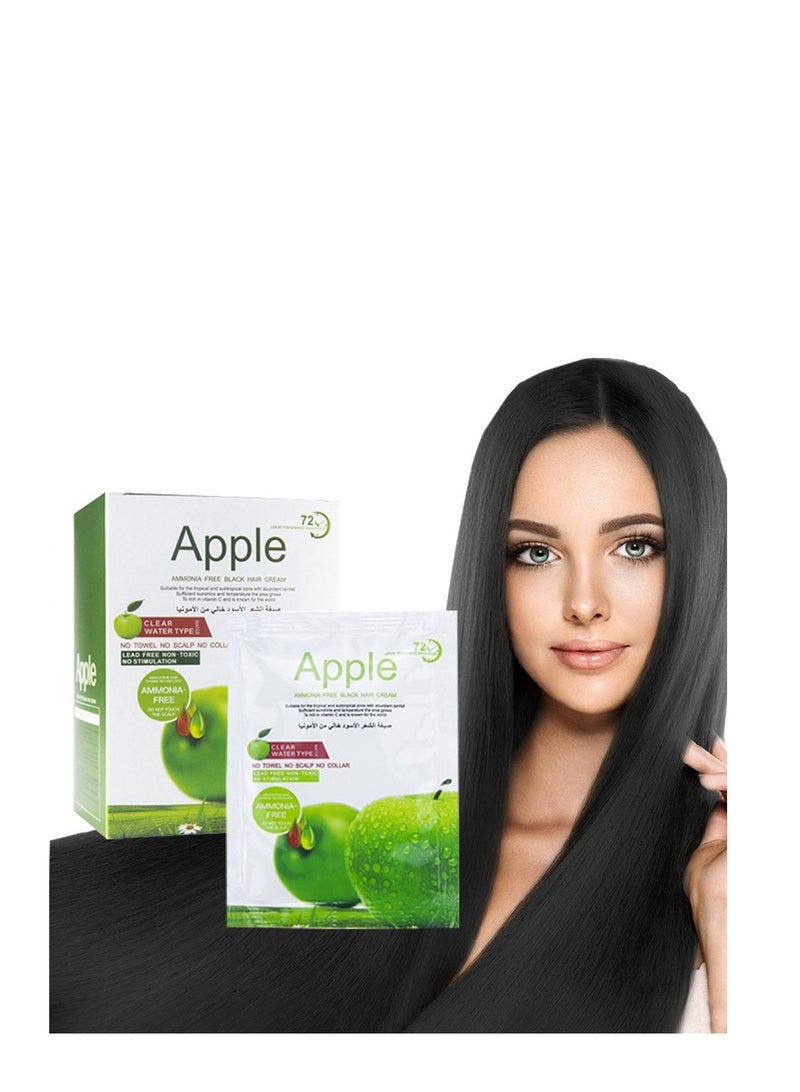Apple Ammonia Free Black Hair Cream 72hr, Apple Black Color, Sachet Pack of 10x30ml - Image 3