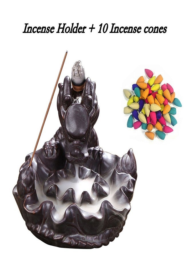 OTOFY Handmade Ceramic Incense Holder, Backflow Incense Burner Figurine Incense Cone Holders Home Decor Gift Decorations Statue Ornaments (Auspicious Dragon) - Image 5