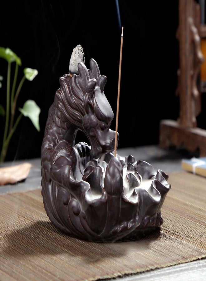 OTOFY Handmade Ceramic Incense Holder, Backflow Incense Burner Figurine Incense Cone Holders Home Decor Gift Decorations Statue Ornaments (Auspicious Dragon) - Image 4