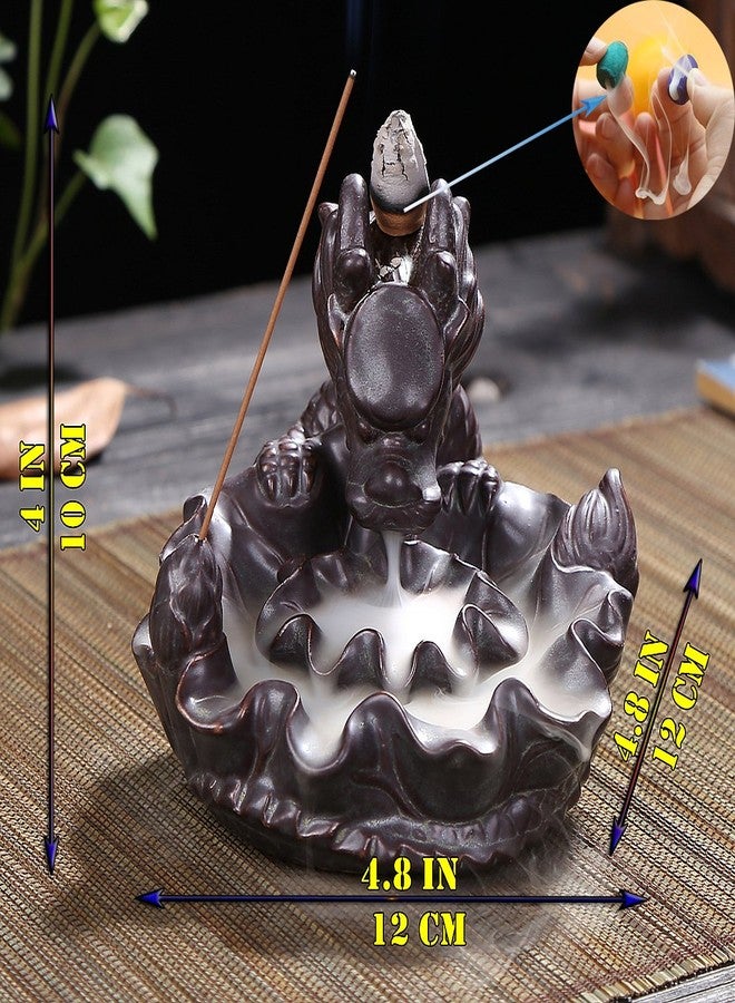 OTOFY Handmade Ceramic Incense Holder, Backflow Incense Burner Figurine Incense Cone Holders Home Decor Gift Decorations Statue Ornaments (Auspicious Dragon) - Image 2