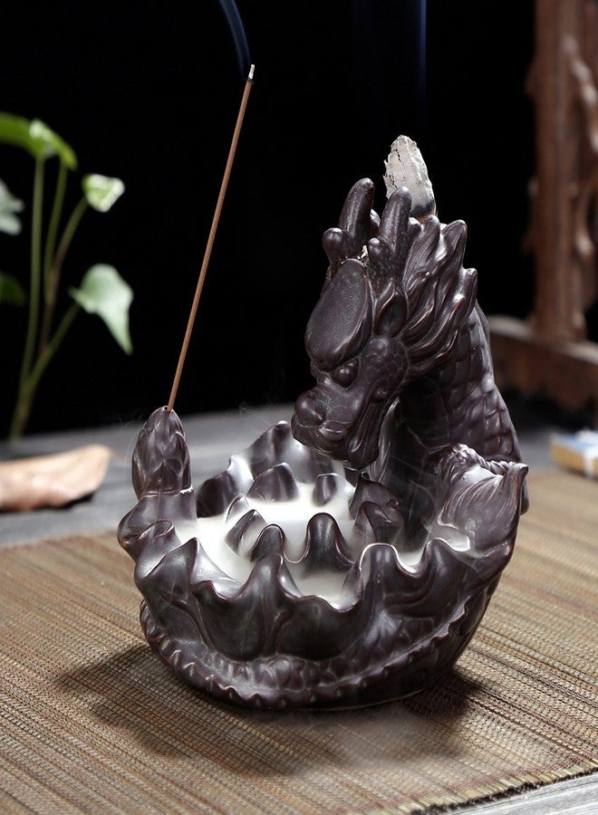 OTOFY Handmade Ceramic Incense Holder, Backflow Incense Burner Figurine Incense Cone Holders Home Decor Gift Decorations Statue Ornaments (Auspicious Dragon) - Image 3