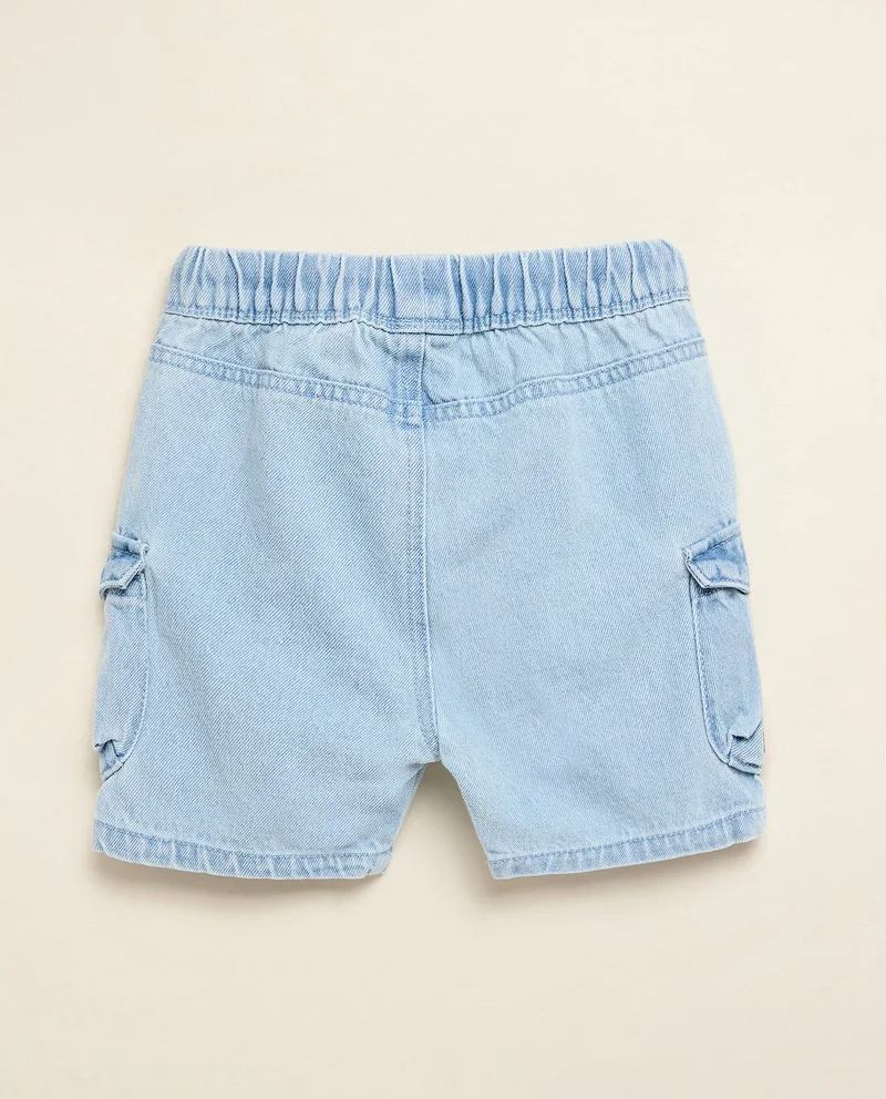 أر أند بي Washed Denim Shorts with Drawstring Waist
