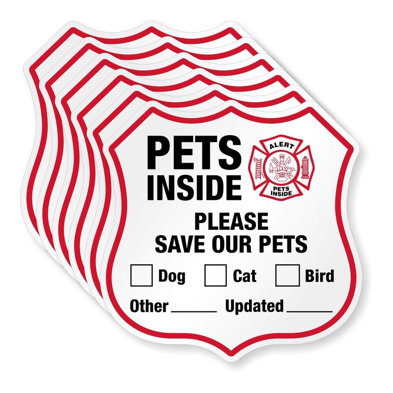 SmartSign Please Save Our Pets Pets Inside Decal Set  Six Pack of 275 x 275 Engineer Grade Reflective Adhesive Labels Made in USA