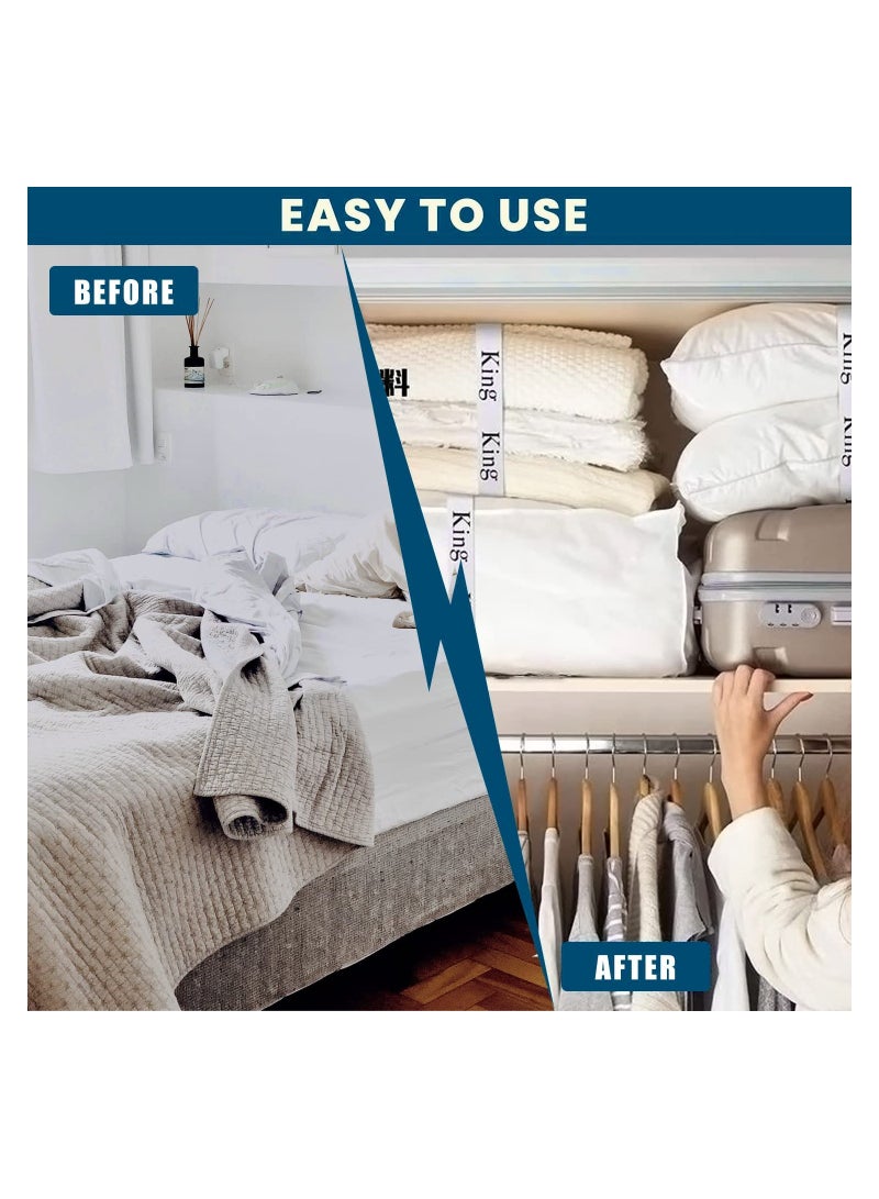 KASTWAVE SYOSI Elastic Sheet Straps, Sheet Keeper Closet Organization Linen Labels, Foldable Sheets Set Organizer for Tidying Bedding, Four Styles King Twin Full Queen, 8 Pcs - Image 5