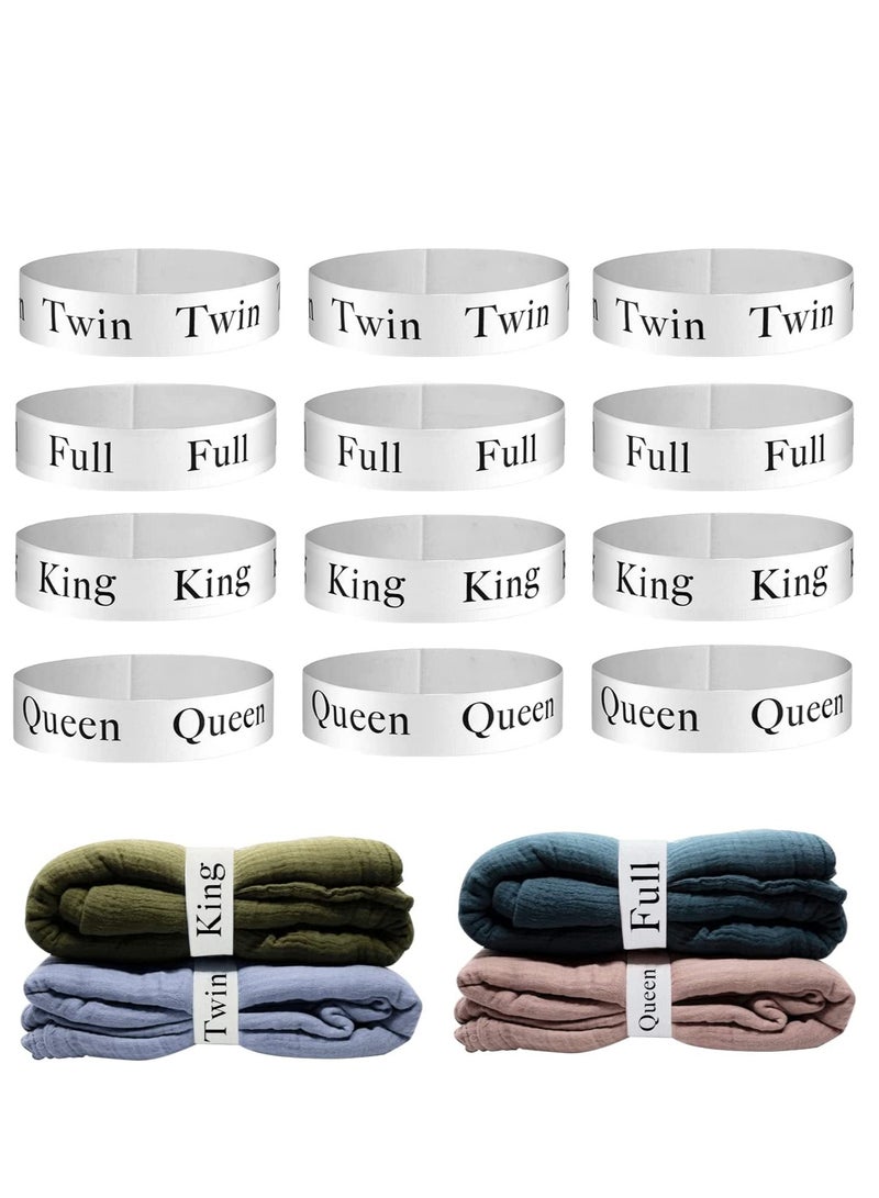 KASTWAVE SYOSI Elastic Sheet Straps, Sheet Keeper Closet Organization Linen Labels, Foldable Sheets Set Organizer for Tidying Bedding, Four Styles King Twin Full Queen, 8 Pcs - Image 1