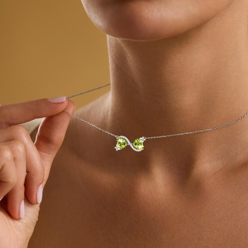 Juwaliy Infinity Heart Butterfly Necklace August Birthstone Necklace Peridot Green Pendant Jewelry Valentines Birthday Gifts for Women Mother Daughter - Image 5