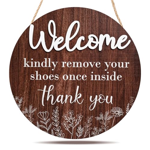 Nichake Welcome Please Remove Your Shoes - No Shoes Sign for Home (10 x 10) - Image 1