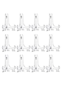 KASTWAVE 12 Pieces 7 Inches Plastic Easel Stands Plate Holders Picture Stand Clear for Display Frame Collectibles Desktop Party Home Decoration  - Image 1