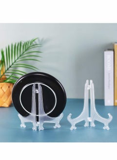 KASTWAVE 12 Pieces 7 Inches Plastic Easel Stands Plate Holders Picture Stand Clear for Display Frame Collectibles Desktop Party Home Decoration  - Image 5